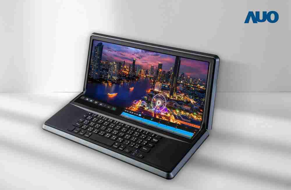 欧陆注册14.6吋Micro LED折迭显示屏幕，，搭配半径4mm的弯折绞炼，，，，以及高画素、、高亮度、、、高对比度的显示技术特点，，，，即便在大视角下仍保有绝佳色相与亮度